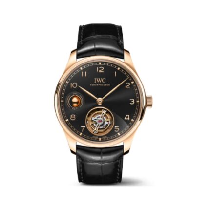 IWC Portugieser Hand Wound Tourbillon IW545901 Rose Gold Obsidian Dial 42mm Watch