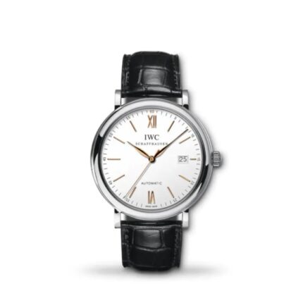 IWC Portofino Automatic 40mm IW356517 men’s watch with silver dial and black leather strap