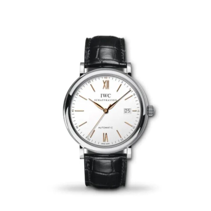 IWC Portofino Automatic 40mm IW356517 men’s watch with silver dial and black leather strap