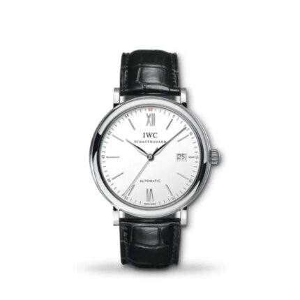 IWC Portofino Automatic 40mm IW356501 men’s luxury watch with silver dial and black leather strap