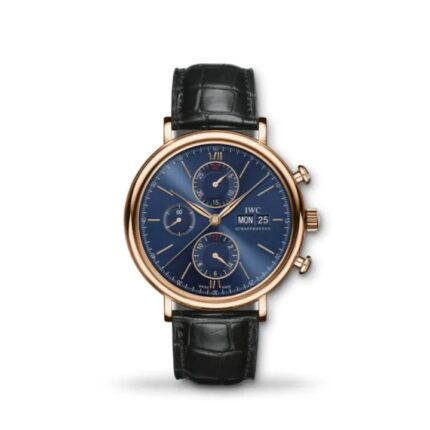 IWC Portofino Chronograph 42mm IW391035 men’s watch with silver dial and black alligator leather strap