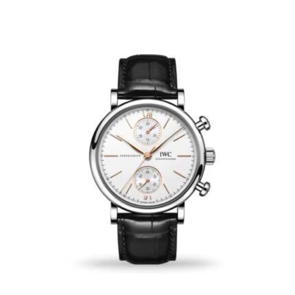 IWC Portofino Chronograph 39mm IW391406 men’s luxury watch with silver dial and black alligator leather strap