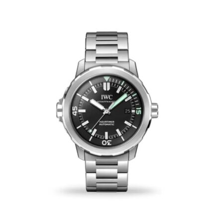 IWC Aquatimer Automatic 42mm IW328803 dive watch with black dial, yellow internal bezel, and rubber strap
