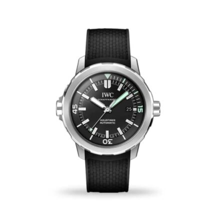 IWC Aquatimer Automatic 42mm IW328802 with black dial, black rubber strap, and internal dive bezel