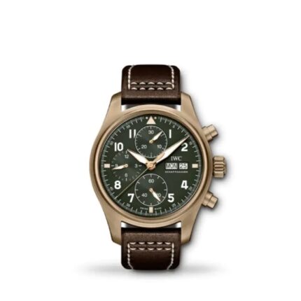 Pilot’s Watch Chronograph Spitfire IW387902 with black dial and brown leather strap