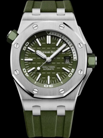 Royal Oak Offshore Diver 42mm Watch with Khaki Green Dial and Rubber Strap