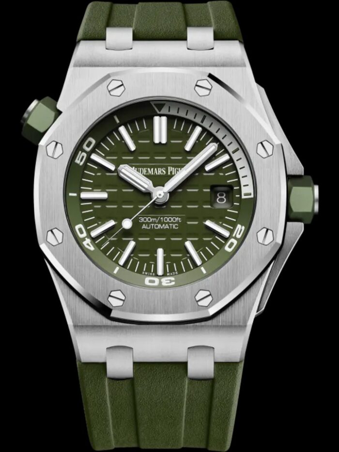 Royal Oak Offshore Diver 42mm Watch with Khaki Green Dial and Rubber Strap