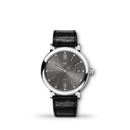 IWC Portofino Automatic 37mm IW458102 women’s luxury watch with diamond bezel, silver dial, and steel case