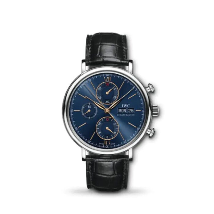 IWC Portofino Chronograph 42mm IW391036 with silver dial and Milanese mesh bracelet
