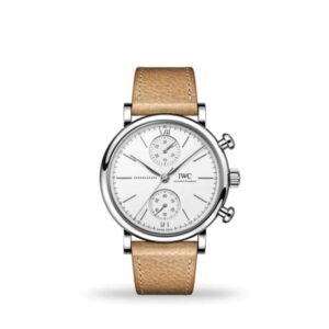 IWC Portofino Chronograph Automatic 39mm IW391502 luxury men's watch in stainless steel with black leather strap