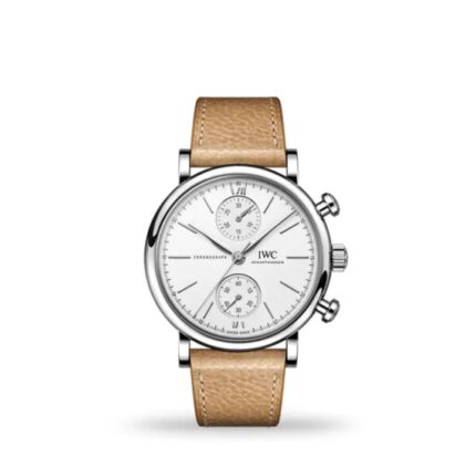 IWC Portofino Chronograph Automatic 39mm IW391502 luxury men's watch in stainless steel with black leather strap