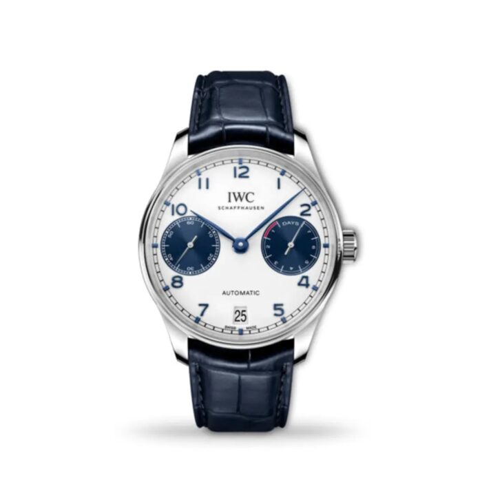 IWC Portugieser Automatic 42mm IW500715 with silver dial and blue hands