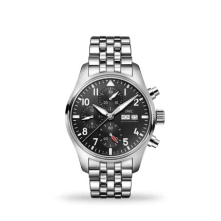 IWC Pilot’s Watch Chronograph Black Dial 41mm IW388113 with ceramic case and black leather strap