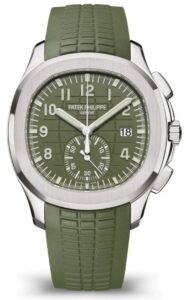 Patek Philippe Aquanaut Chronograph 42.2mm with black embossed dial and orange rubber strap
