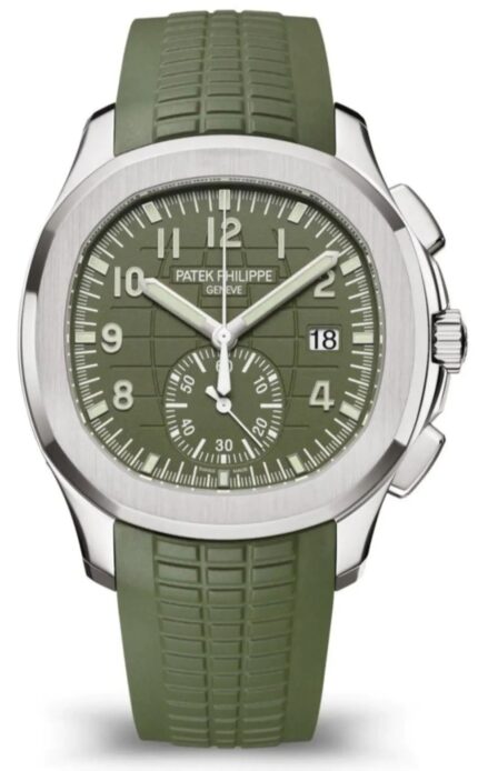 Patek Philippe Aquanaut Chronograph 42.2mm with black embossed dial and orange rubber strap