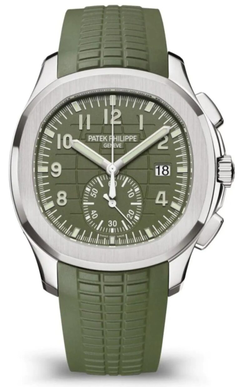 Patek Philippe Aquanaut Chronograph 42.2mm with black embossed dial and orange rubber strap