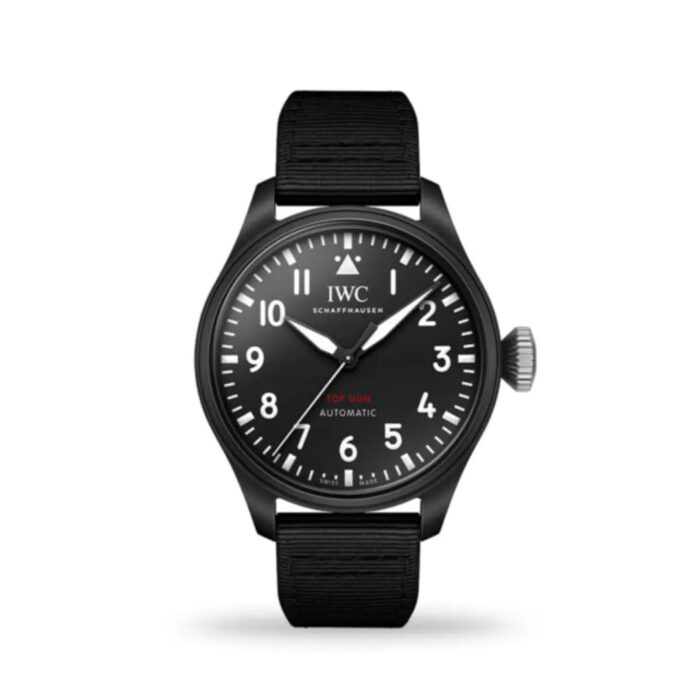 IWC Big Pilot’s Watch 43mm Top Gun IW329801 with black ceramic case and textile strap
