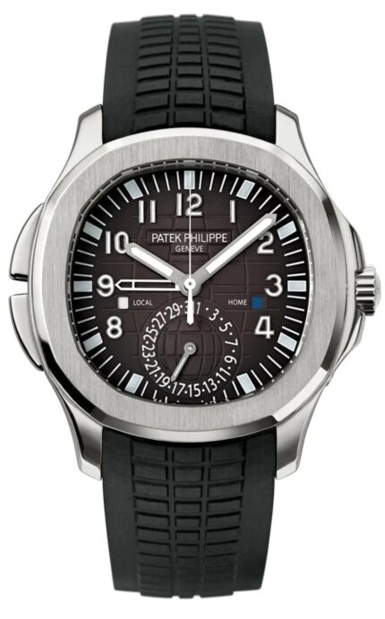Patek Philippe Aquanaut Travel Time 40.8mm with black dial and dual time zone feature