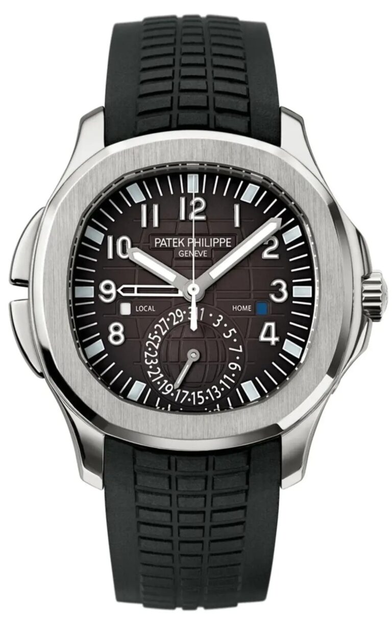 Patek Philippe Aquanaut Travel Time 40.8mm with black dial and dual time zone feature