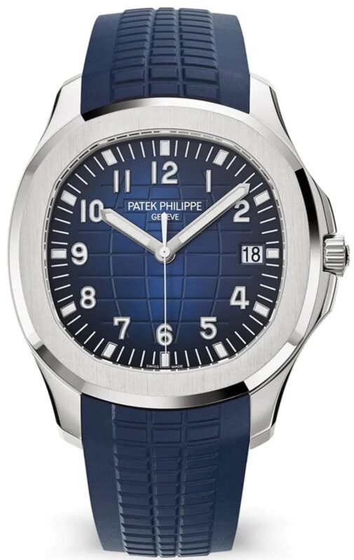 Patek Philippe Aquanaut 42.2mm chronograph watch with black embossed dial and orange accents