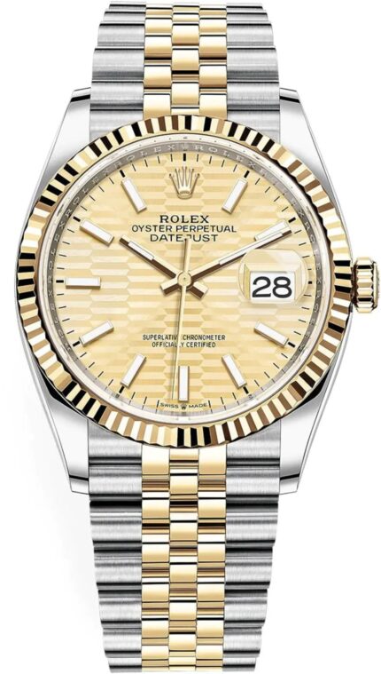 Rolex Datejust 36mm Two-Tone Men’s Watch with Fluted Motif Dial and Jubilee Bracelet