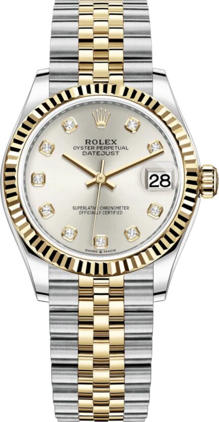 Rolex Datejust 31 Steel and Yellow Gold Silver Diamond Dial Jubilee Bracelet Women’s Watch