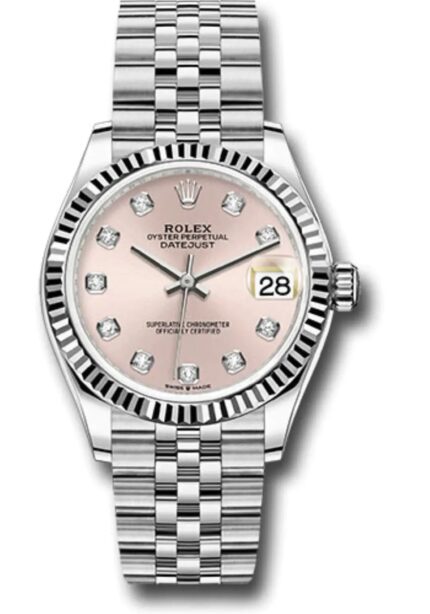 Rolex Datejust 31 Fluted Bezel Pink Diamond Dial Jubilee Bracelet 278274 luxury watch
