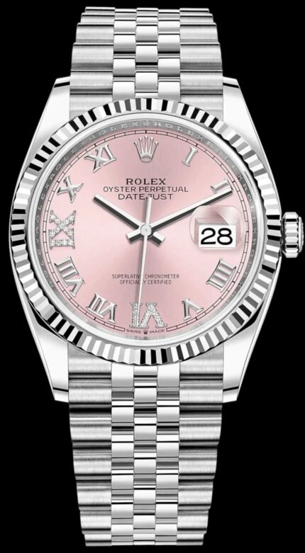 Rolex Datejust 36mm ladies watch with pink Roman dial and Jubilee bracelet