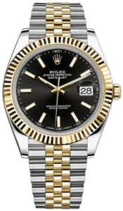 Rolex Datejust 41mm Black Stick Dial Two-Tone Jubilee Men’s Watch