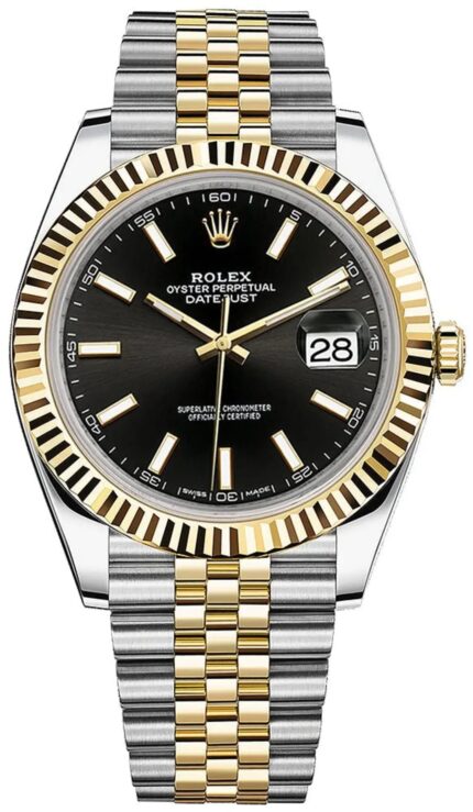 Rolex Datejust 41mm Black Stick Dial Two-Tone Jubilee Men’s Watch