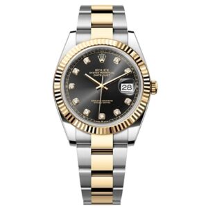 Rolex Datejust 41mm Black Diamond Dial Two-Tone Oyster Bracelet Men’s Watch
