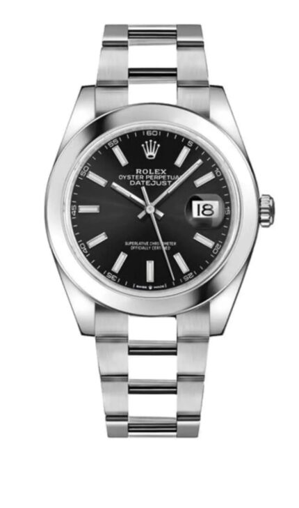 Rolex Datejust 36/41mm Black Dial Oyster Steel Men’s Watch Front View