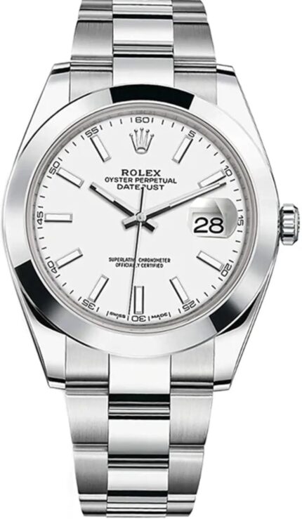 Rolex Datejust 41mm White Dial Stainless Steel Oyster Bracelet Men’s Watch