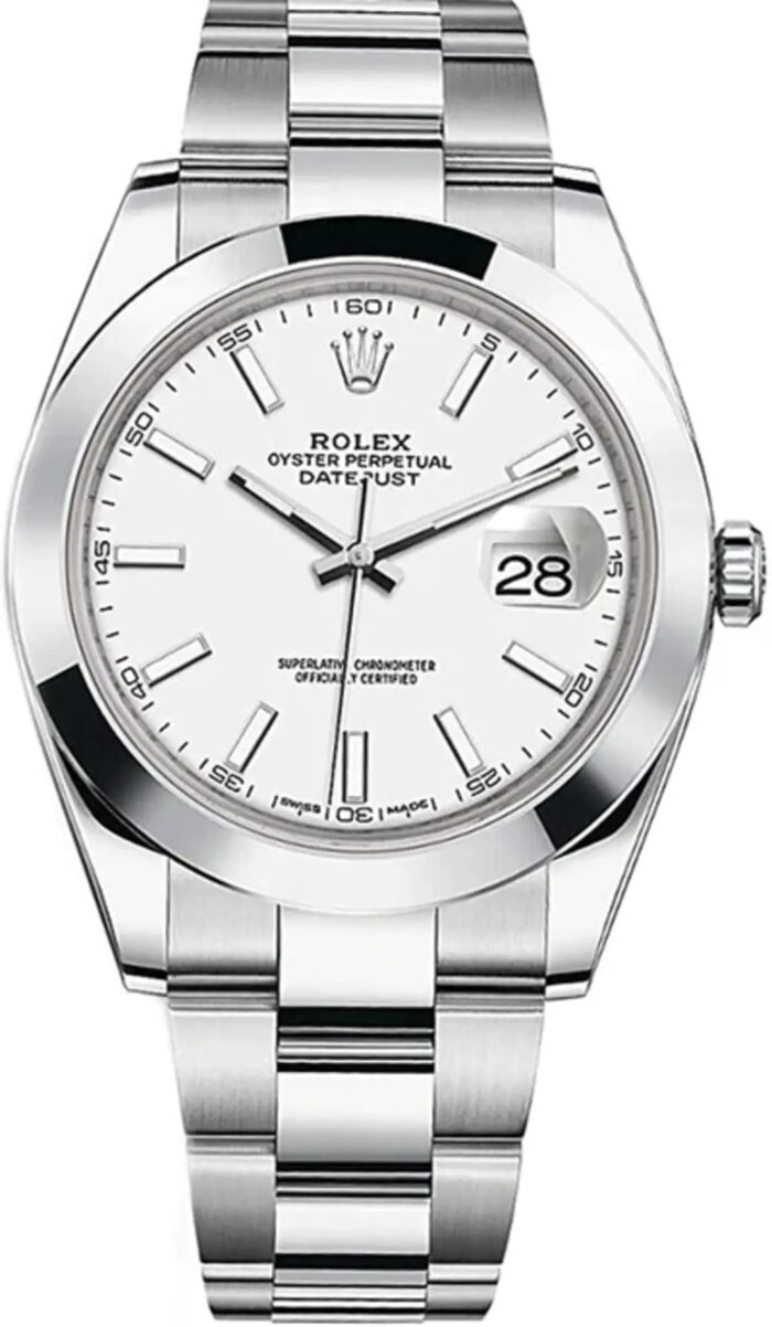Rolex Datejust 41mm White Dial Stainless Steel Oyster Bracelet Men’s Watch