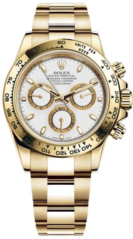 Rolex Cosmograph Daytona M116508 yellow gold chronograph with various dial options including green, black, and champagne