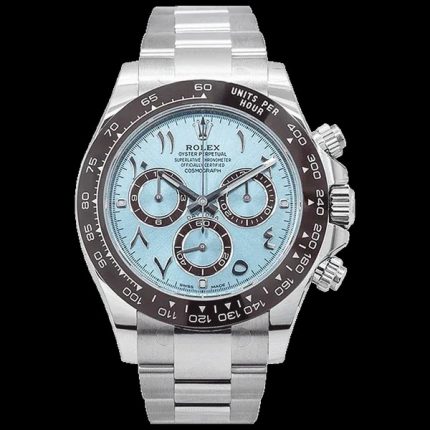Rolex Cosmograph Daytona 116506 platinum with ice blue Arabic dial and brown ceramic bezel