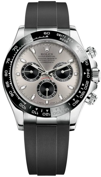 Rolex Daytona 40mm White Gold Watch with Steel Grey Dial and Black Sub-Dials – Luxury Watch Empire