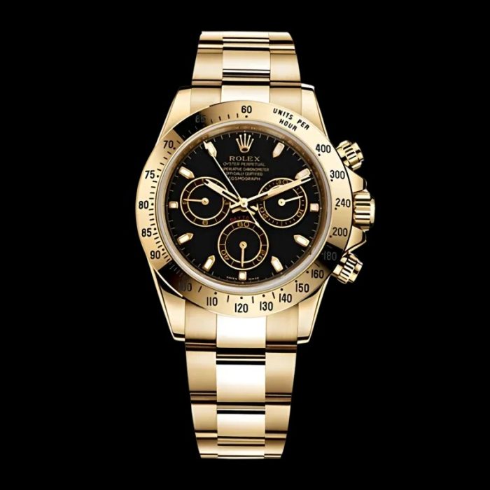 Rolex Daytona M116508 40mm 18ct Yellow Gold Watch with Black Dial – Luxury Watch Empire
