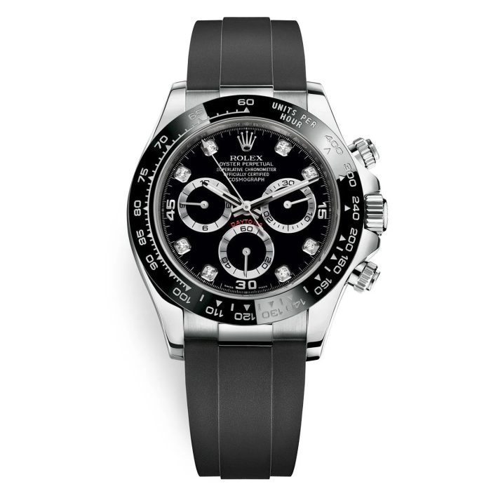Rolex Daytona White Gold 40mm with Oysterflex Strap Front View