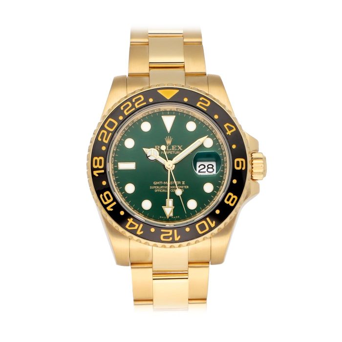 Rolex GMT-Master II 116718LN 40mm in 18k yellow gold with black ceramic bezel and dial