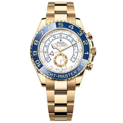 Rolex Yacht-Master II M116688 in 44mm yellow gold with blue Cerachrom bezel and white dial