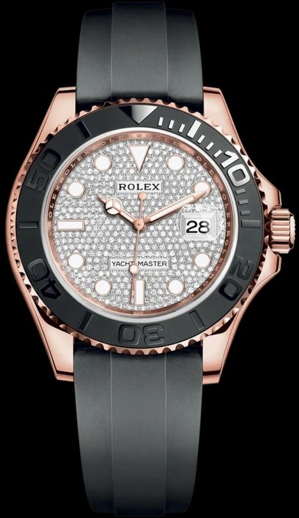 Rolex Yacht-Master 37 mm M268655-0019 Everose Gold watch with black dial and Oysterflex strap