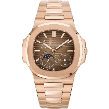 Patek Philippe Nautilus Moon Phase 40mm in rose gold with blue dial and moonphase display